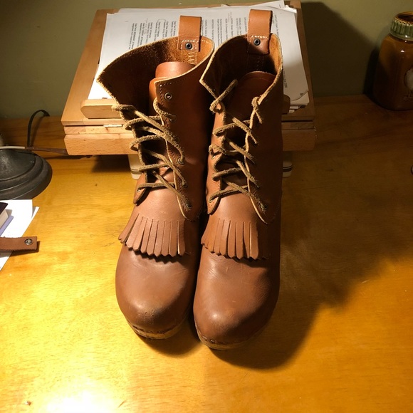 No. 6 Wood Clog Boots Sven Kiltie wedge - Picture 2 of 5
